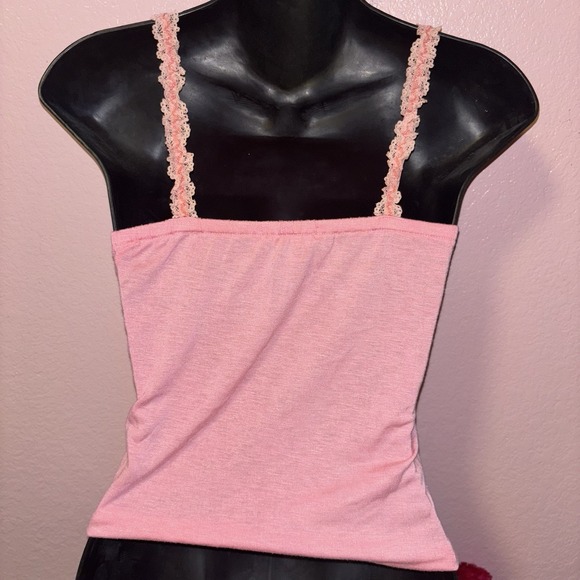 Liz Lisa Lace Ribbon Cami top Pink Gyaru Dollette Whimsical Top Size Small - Picture 3 of 6